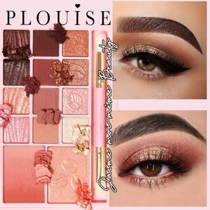 Plouise Eyeshadow Blush & Highlighter Palette - Rich Browns and Pinks Shimmers